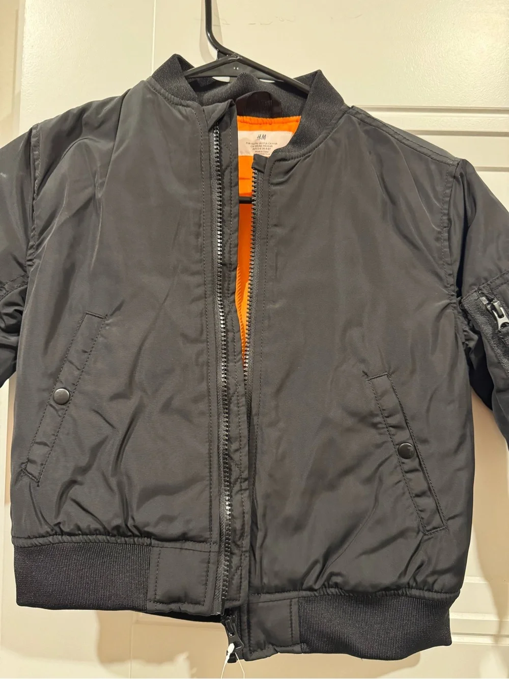 H&M Kids Black Bomber Jacket with Orange Interior